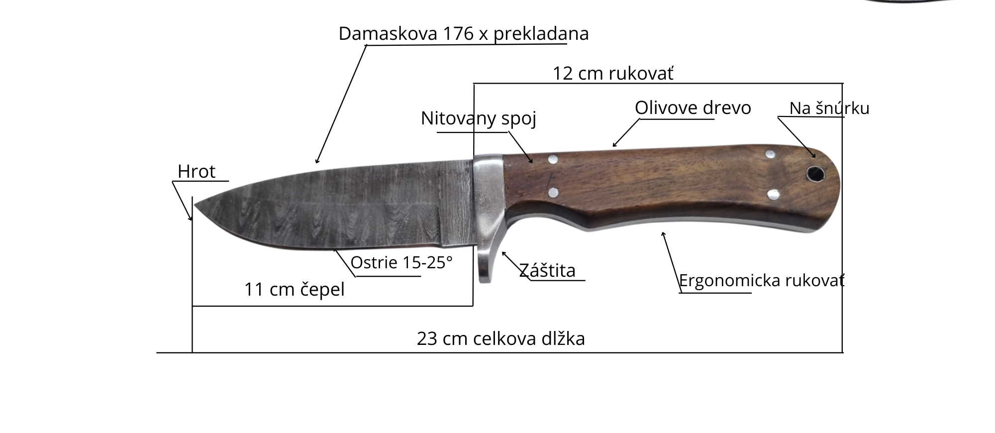 Popis damaskovvy nôž P122